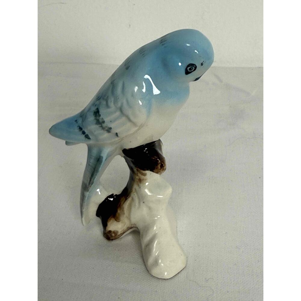 Figurine Blue And White Bird On Branch Porcelain Japan 3 Inches